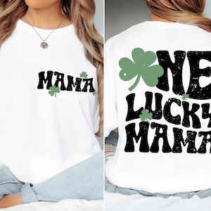 One Lucky Mama St. Patrick&#39;s Day-shirt, retro St. Patrick&#39;s-sweater, leuk Iers mama-shirt, St. Patrick&#39;s Day-shirts voor moeder, Lucky Tee