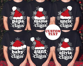 Custom Family Matching Christmas Sweatshirt, Papa Claus Mama Claus Shirt, Xmas Santa Family Squad Shirt