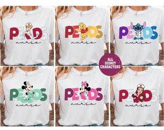 Bluza z nadrukiem Disney Peds Nurse, koszulka z nadrukiem Disney Princess Pediatric Nurse, bluza z nadrukiem szkoły pielęgniarskiej, pasujące koszulki z nadrukiem Nurse Crew