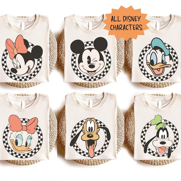 Retro Disney-reis T-shirt, T-shirts Mickey en vrienden, Disney-shirt familievakantie, Disney-shirt met alle personages