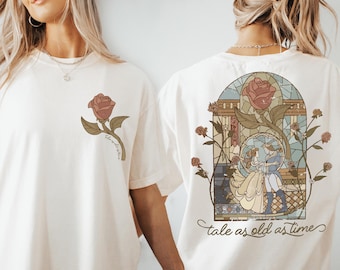 Retro saga lika gammal som tiden-tröja, vintage Disney Skönheten och odjuret-tröja, Disney World Princess Belle-tröja, Disneyland-tröja