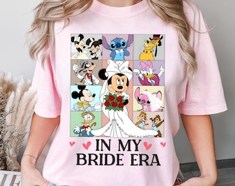 T-shirt Disney Minie « In My Bride Era », Sweat-shirt de mariage Disney, T-shirt « Disney Bachelorette Party Bride Squad », T-shirt de mariée Mickey et ses amis