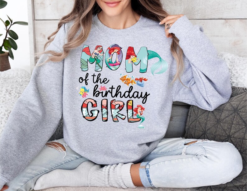 Birthday Family Squad Shirt, Disney Ariel Birthday Girl Shirt, Disney Mama Mini Tee, Disney Mermaid Sweatshirt, Birthday Princess Tee