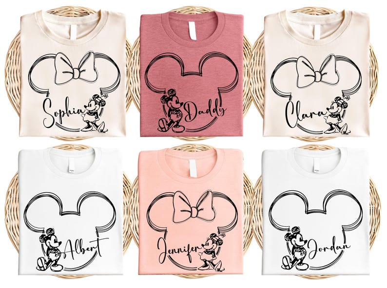 Personalized Disney Family Matching Shirt, Custom Name Disney Vacation Trip Shirt, Mickey And Minnie Head Matching Shirt, Disney Mickey Tee