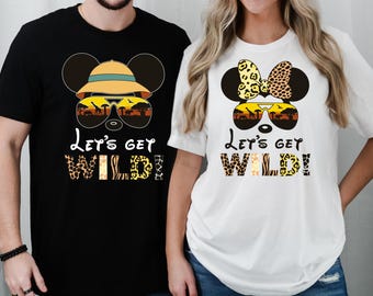 Camiseta "Let's Get Wild Mickey Minnie", camiseta Disney Animal Kingdom, camiseta Disney Family Trip, camiseta Vacay Mode, camiseta Disney Safari Trip