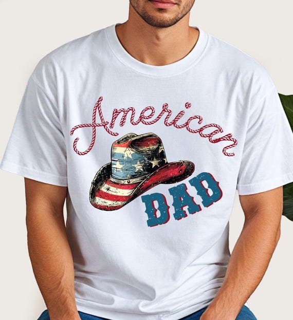 US Dad Cowboy Shirt, Western Patriotic Dad Tee, Cowboy Hat