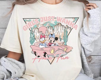 Koszulka Disney Minnie Daisy Summer Have Fun, koszulka dla dziewczynek Just Wanna Have Fun, Disneyworld Girls Trip, sweter z Minnie i Daisy Summer Vacation