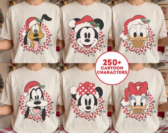Individuell gestaltetes Retro-Weihnachtshemd mit Karomuster, passendes Weihnachts-Sweatshirt für die ganze Familie mit Maus und Freunden