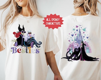 Camiseta de Maléfica y Úrsula, camiseta personalizada de Disney "Mejores amigas malvadas", camiseta a juego de mejores amigas, camiseta de Disney "Mejores amigas", camiseta de viaje a Disney