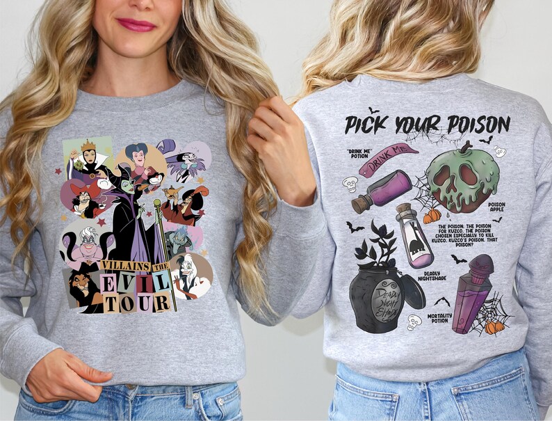 a woman in a grey shirt with a cartoon character on it