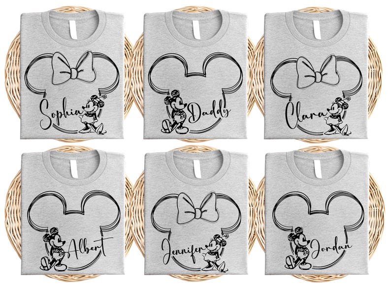 a set of six mickey mouse t - shirts
