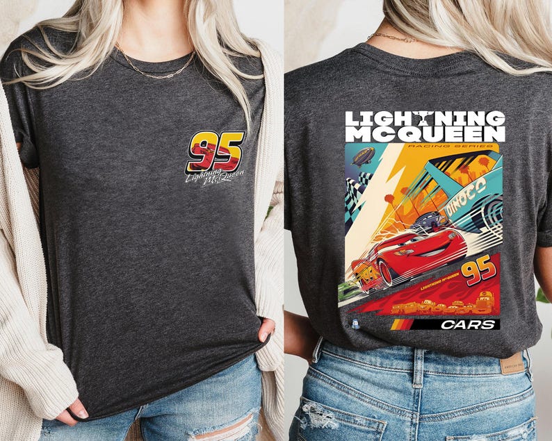Camiseta de Rayo McQueen, camiseta de Disneyland, suéter de Disneyworld, camiseta McQueen 95, camiseta familiar de Magic Kingdom, camiseta de Cars imagen 3