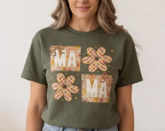 Maglietta con fiocco floreale per la mamma, felpa floreale per la mamma, regalo per la festa della mamma, maglietta retrò per la mamma, maglione boho-chic con fiocco per la mamma
