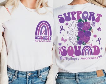 Maglietta per la sensibilizzazione sull'epilessia, felpa per la sensibilizzazione sull'epilessia Support Squad, maglietta con nastro viola, maglietta motivazionale, maglione per la salute mentale