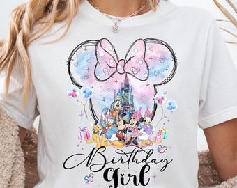 Birthday Girl Disney Characters Shirt, Disney Birthday Squad Sweatshirt, Birthday Girl Tee, Disney World Birthday Trip Shirt, Disney Castle