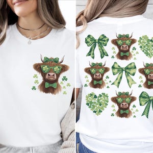 St Patrick&#39;s Day Cow Animal Shirt, St Patrick&#39;s Day Sweatshirt, Cute Saint Patrick&#39;s Day Tee, Irish Day Shirt, Green Irish Bow Pet Shirt