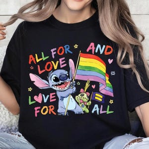 All For Love And Love For All Stitch Pride Shirt, Disney LGBT Flag Tee, LGBTQ Pride Month T-Shirt, Gender Equality For All Sweatshirt