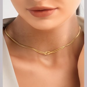 Modern Knotted Pendant Necklace, Infinity Love Jewellery, Adjustable Snake Chain, Meaningful Womens Accessories, Couple's Jewellery Present