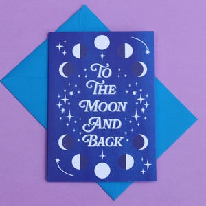 To The Moon and Back A6-wenskaart | Unieke kaart | Bruiloft | Betrokkenheid | Jubileum | Verjaardag | Liefdesbriefje