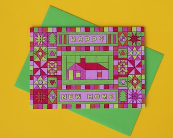 Happy New Home Card | Quilted House Recycled A6 Moving Card