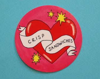 Crisp Sandwiches Sticker: Tattoo Heart Eco-Friendly Vinyl (7cm Circle)