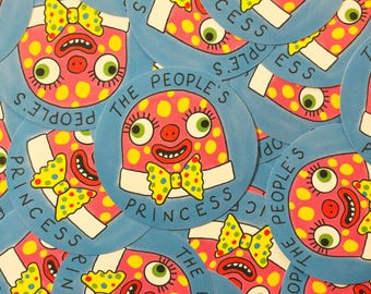 Mr Blobby Sticker: The People's Princess Eco-Friendly Vinyl (7cm Circle)