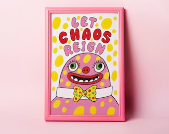 Mr Blobby Art Print: Let Chaos Reign, 90s Retro