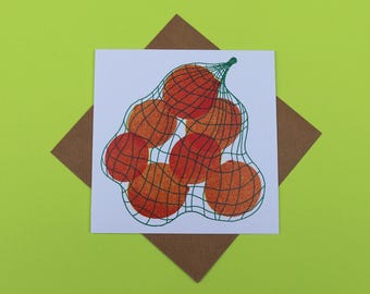Oranges Card: Bag of Satsumas Greeting Card