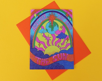 Psychedelic 70s Birthday Card | Another Trip Round The Sun Greeting