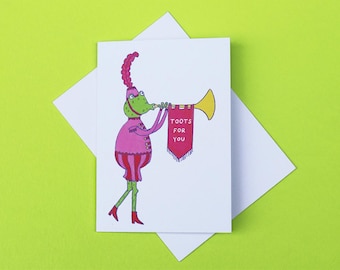 Toots For You A7 Greeting Card | Unique Congratulations Card | Funny Frog