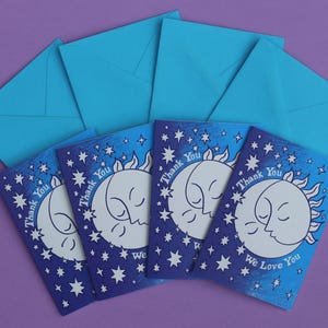 Tarjeta de felicitación de agradecimiento, te queremos / Paquete de 4 / Tarjeta de agradecimiento de boda / Tarjeta de agradecimiento de pareja / Papelería de boda única