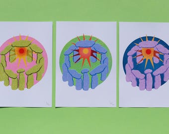 Stone Circle Solstice Art Print: Psychedelic Sun Wall Art