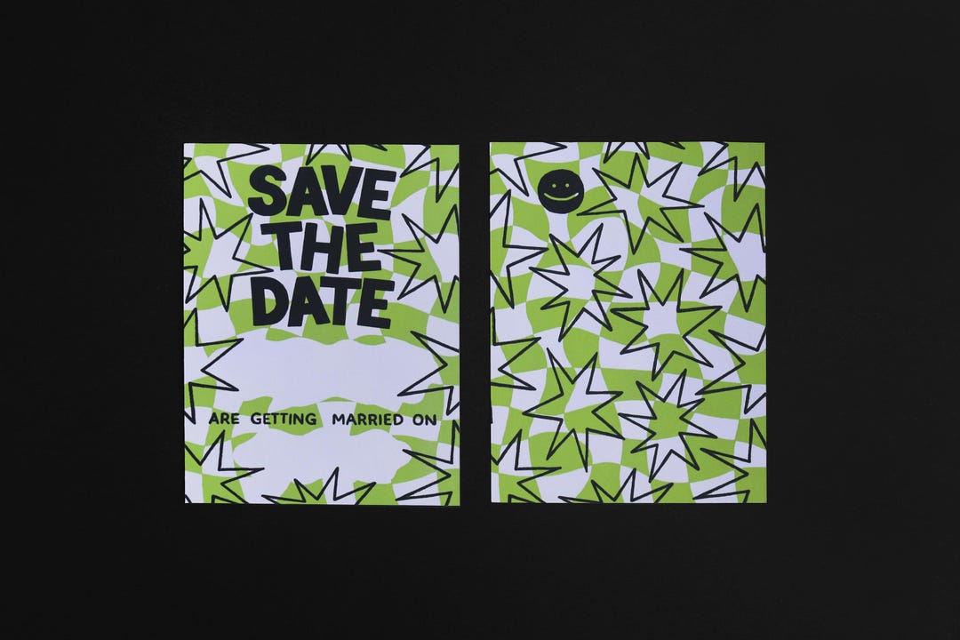 Wavy Check Blank Customisable Save the Dates | Pack of 25 With ...