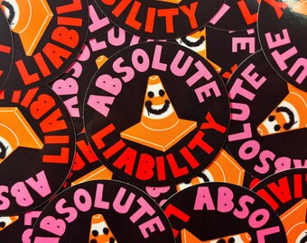 Absolute Liability Sticker: Smiley Traffic Cone Eco-Friendly Vinyl (7cm Circle)