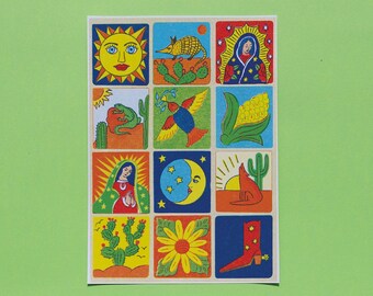 Mexican Tiles Art Print - A4 and A3 Vibrant Unique Wall Art