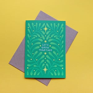 Crezcamos juntos, tarjeta de felicitación A6, tarjeta botánica única, cumpleaños, aniversario, nota de amor, amistad, amantes de la naturaleza