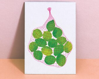 Limes Art Print: A4 and A5 Vibrant Fun Wall Art