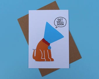 Get Well Soon Card | Unique Cone of Shame Dog Card