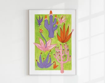 Cactus Art Print: Vibrant Plants Wall Art