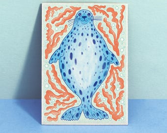 Seal Art Print: A4 and A5 Vibrant Fun Wall Art