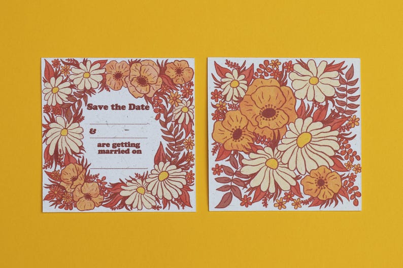 retro daisy save the date