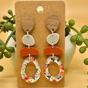 Acrylic Earrings, Dangle Earrings, Geometric Earrings,