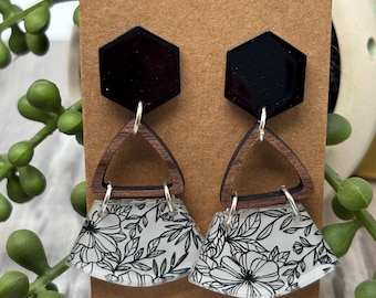 Brincos geométricos de acrílico Accent – Joias boho com furo ou de pressão