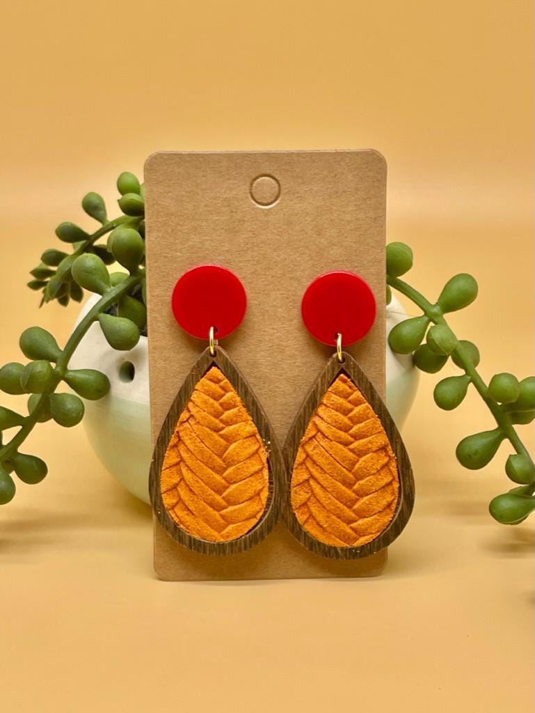 Boucles D'oreilles Pendantes En Bois Violet - Détail étoile, Fait Main - Neuf