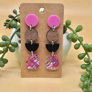 Acrylic Earrings, Dangle Earrings, Geometric Earrings,