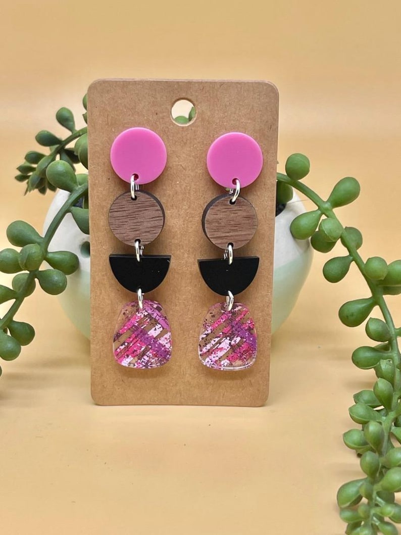 Acrylic Earrings, Dangle Earrings, Geometric Earrings,