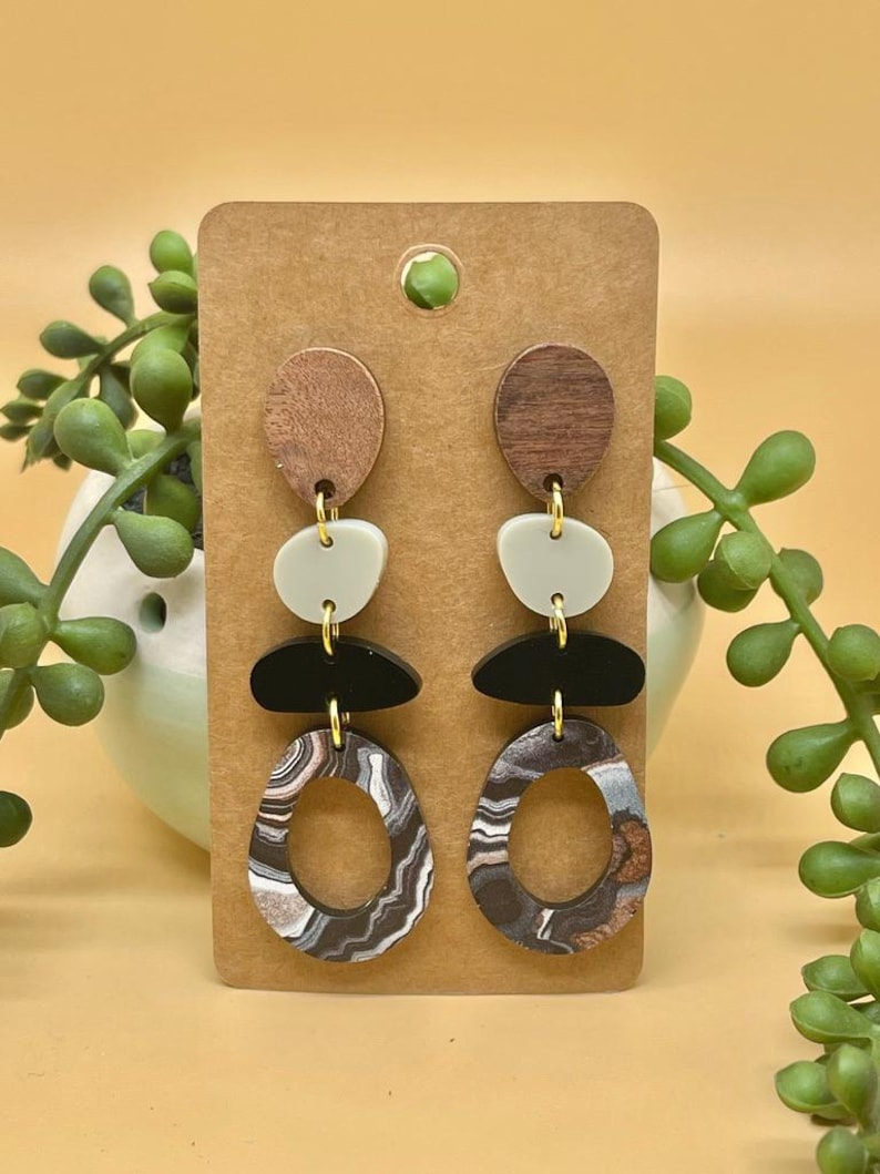 Acrylic Earrings, Dangle Earrings, Geometric Earrings,