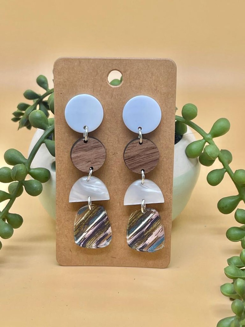 Acrylic Earrings, Dangle Earrings, Geometric Earrings,
