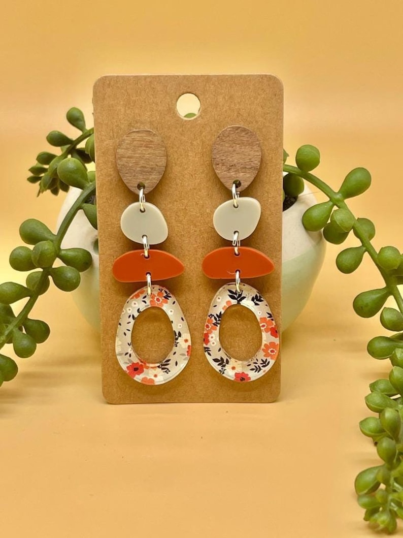 Acrylic Earrings, Dangle Earrings, Geometric Earrings,