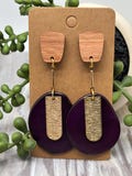 Bold Tagua Drop Earrings – Wood & Gold Accent | Eco-Friendly Lightweight Jewelry | Boho Clip-On or Pierced